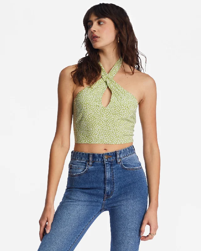 Retro Wave Crop Top - Moss Meadow Layered Multi-layer Single Layer