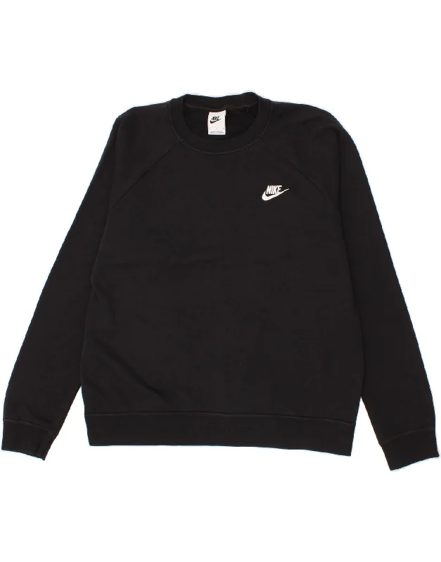 NIKE Womens Oversized Sweatshirt Jumper UK 16 Large Black Cotton