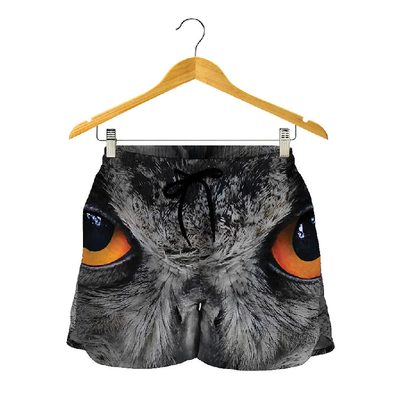 Owl Eyes Print Women's Shorts