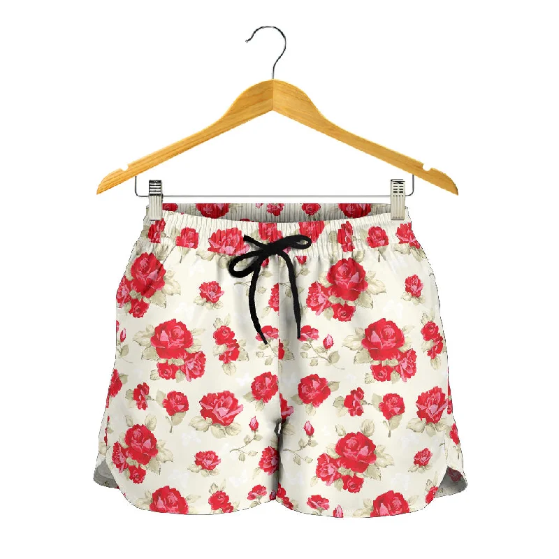 Rose Pattern Print Design 01 Women Shorts