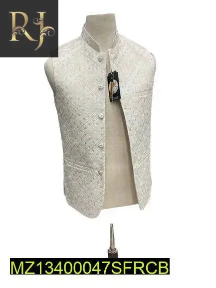 Men Jamawar Design Waistcoat